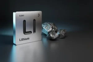 lithium symbol printed in metal