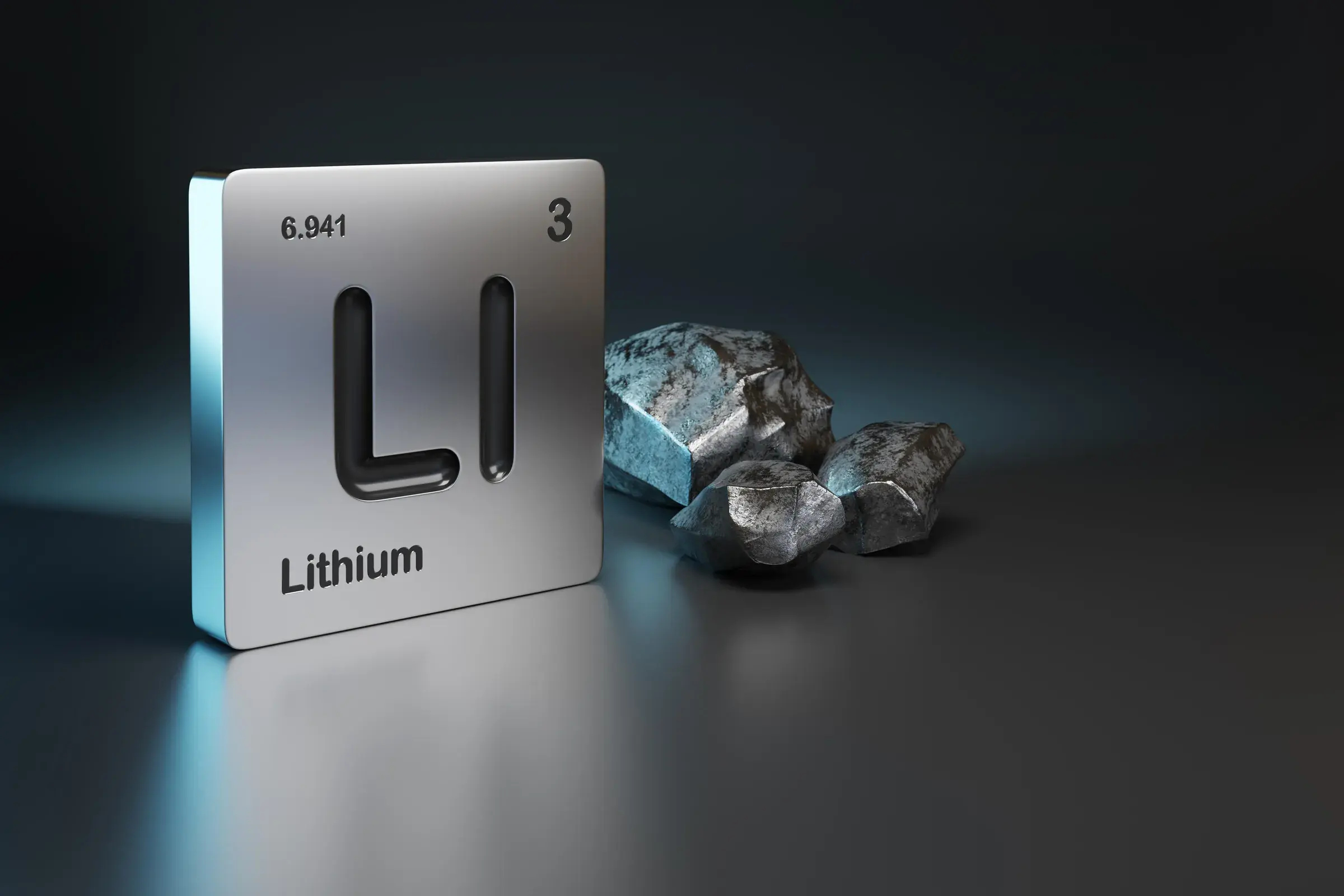 lithium symbol printed in metal